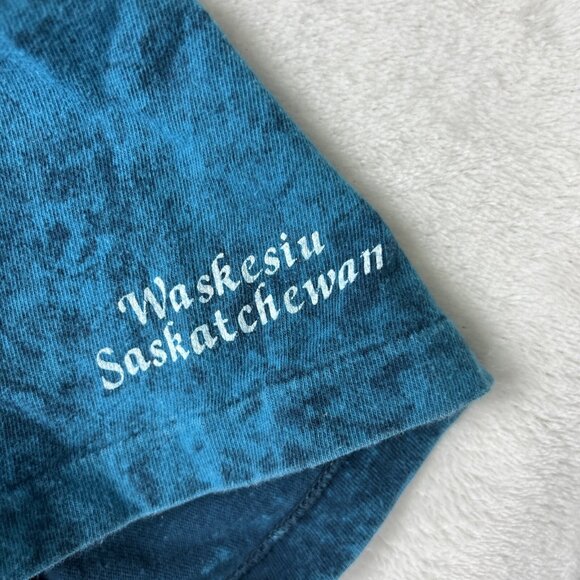 Vintage 80s-90s Wolf T Shirt XL Mens DSingle Stitch Tie Dye Blue Harlequin Brand - Picture 5 of 9